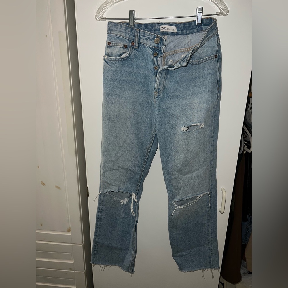 Zara distressed high waist jean